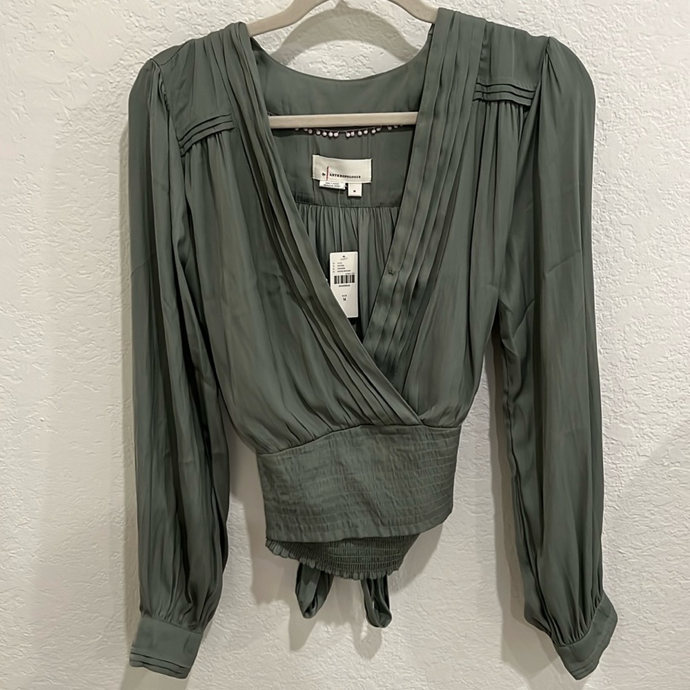 Anthropologie Green Blouse